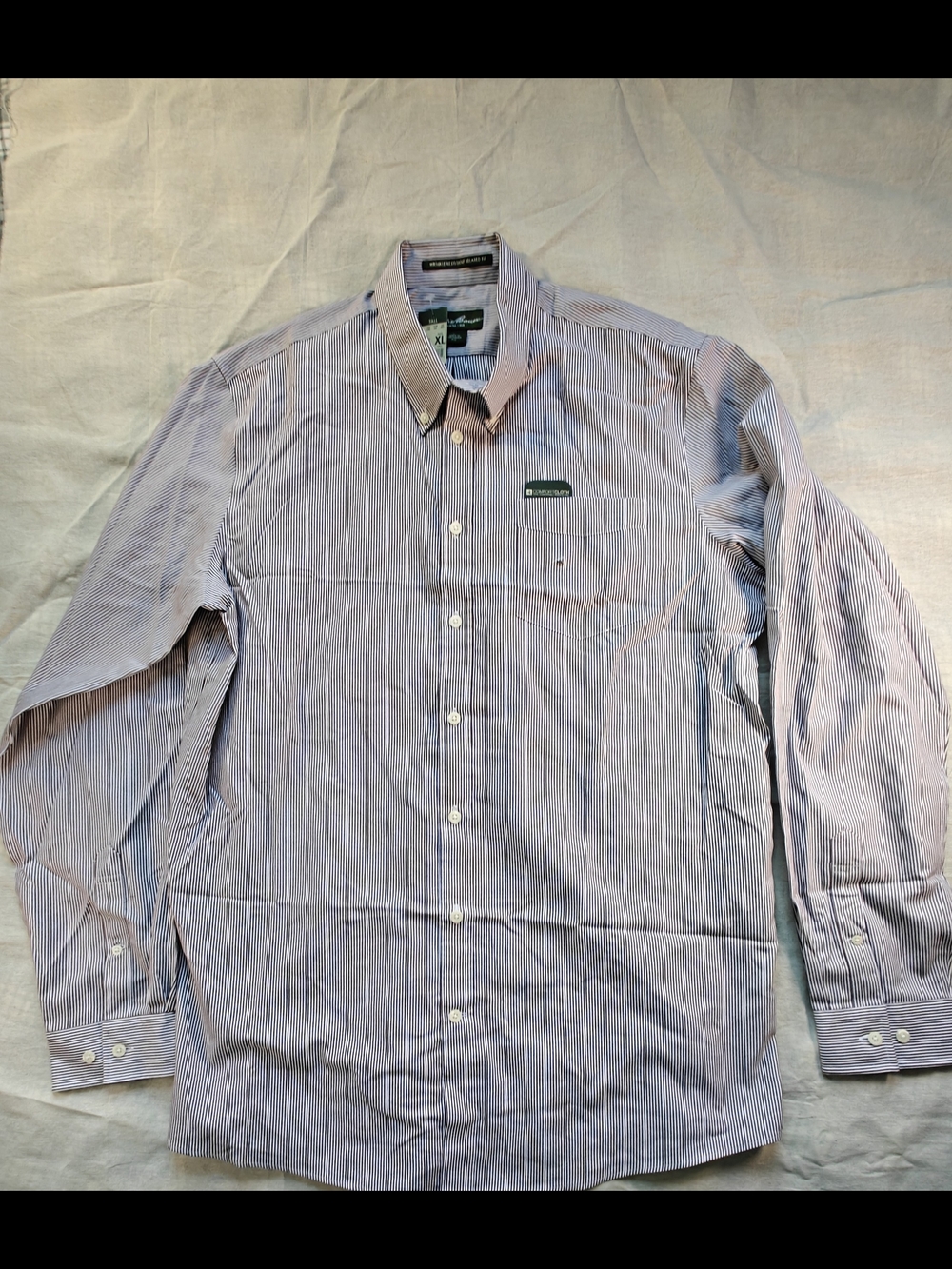 Eddie Bauer White Pinstripe Button-Down Dress Shirt